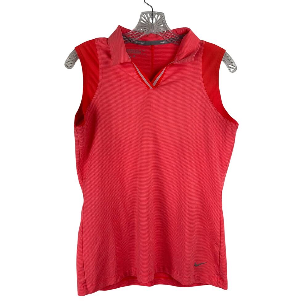 Nike Golf Sleeveless Polo Tank Top in Orange Stripes